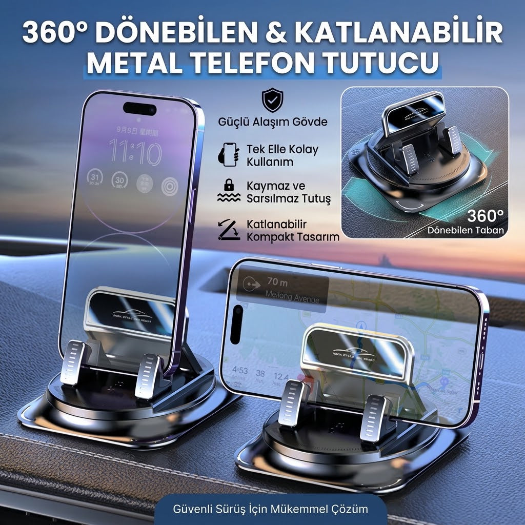 360° Döner Araç İçi Telefon Tutucu 🚗